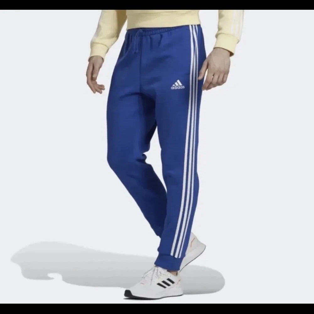 adidas Mens French Tapered-Cuff 3-Stripe Jogger HL2270 Pants Blue